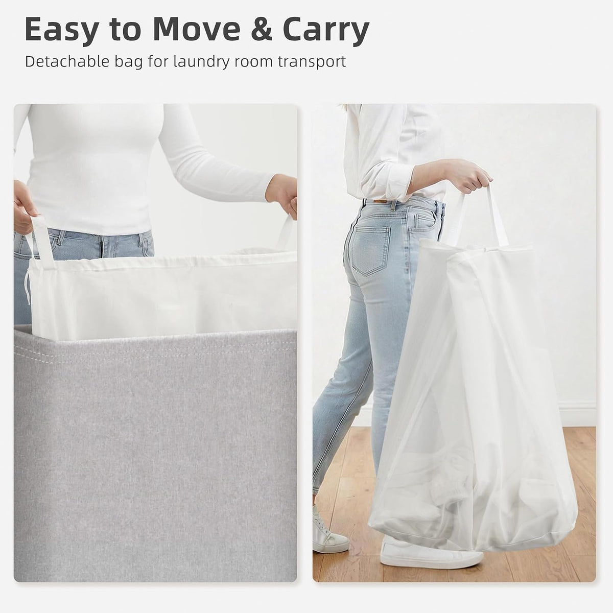 Triple Laundry Hamper with Lid, Metal Frame Laundry Baskets