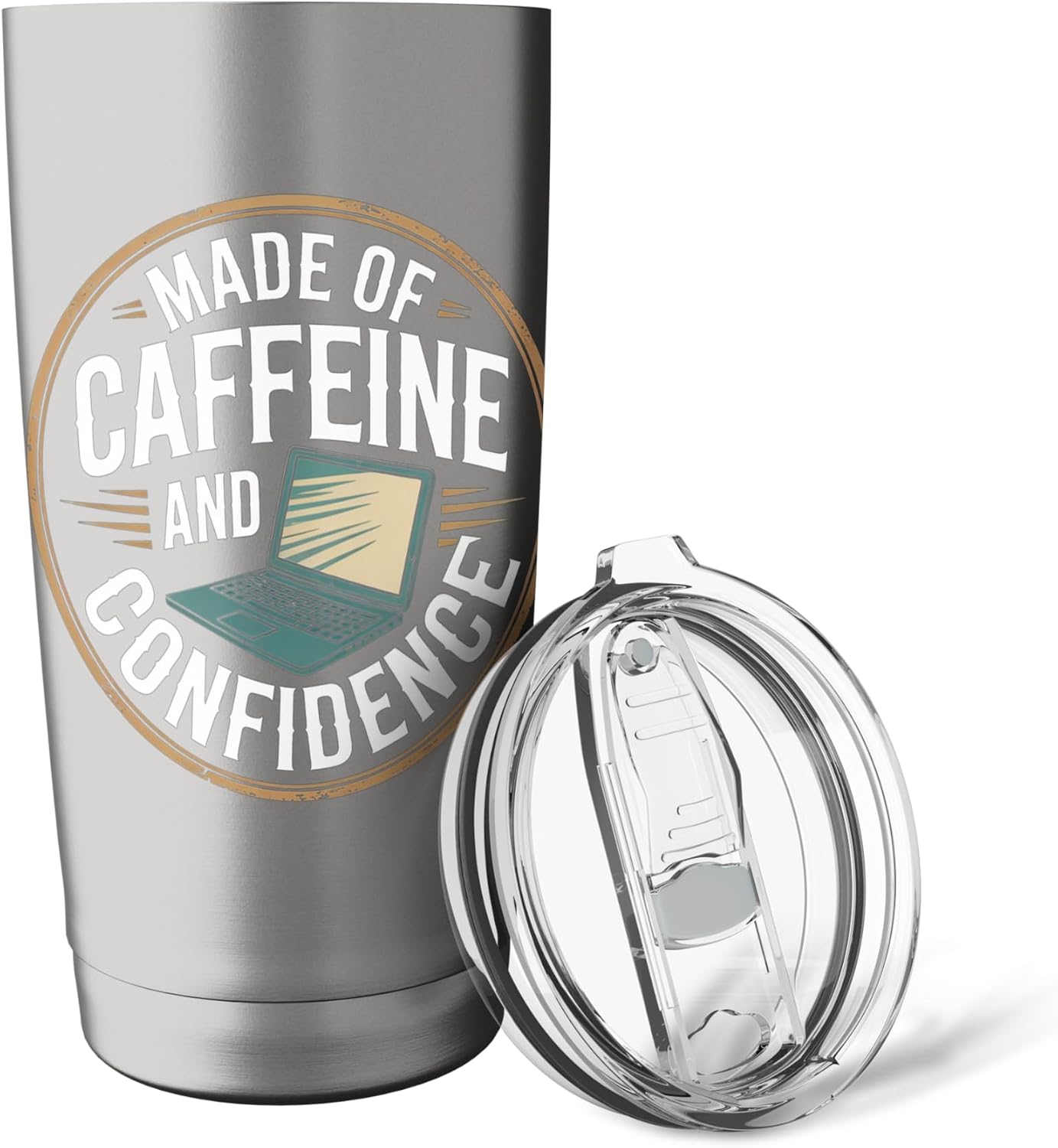 Made of Caffeine and Confidence Laptop Design Stainless Steel Insulated Tumbler