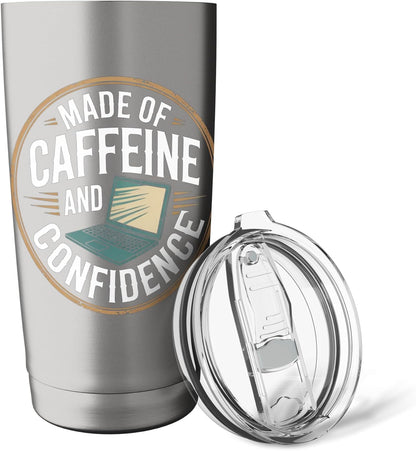 Made of Caffeine and Confidence Laptop Design Stainless Steel Insulated Tumbler