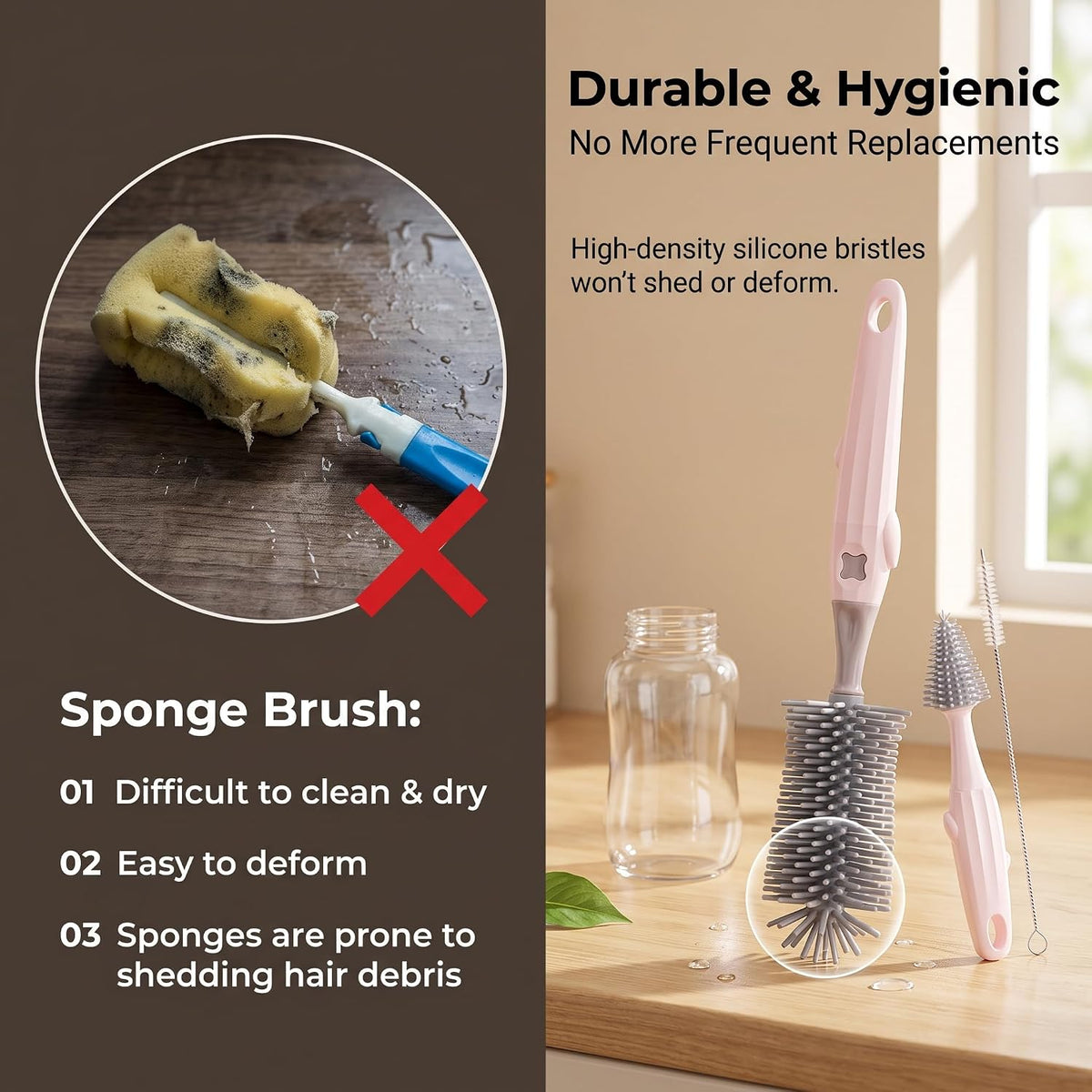 3-in-1 Baby Bottle Brush Set, Green