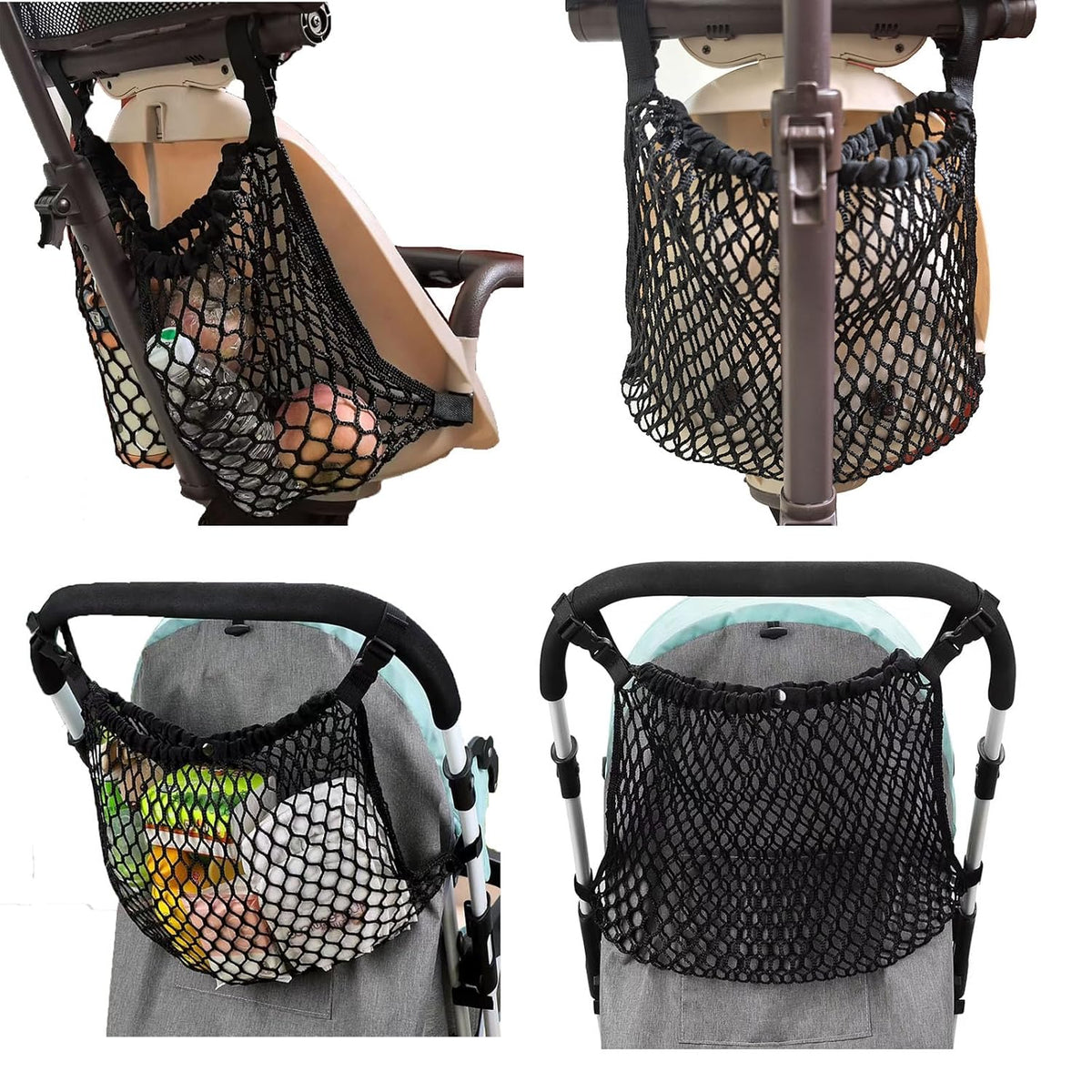 Strollers Wheelchair pet Stroller Universal mesh Storage Bag Additional Storage Space Non-Slip and Adjustable Stroller Accessories Storing Diapers Baby Bottles and Carrying Items Outdoors