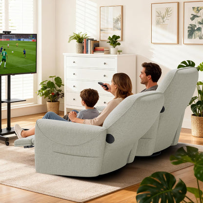 Power Recliner Chair, 270° Swivel Glider, Living Room Recliner with USB-C Port, Nursery Rocking Chair, Gray