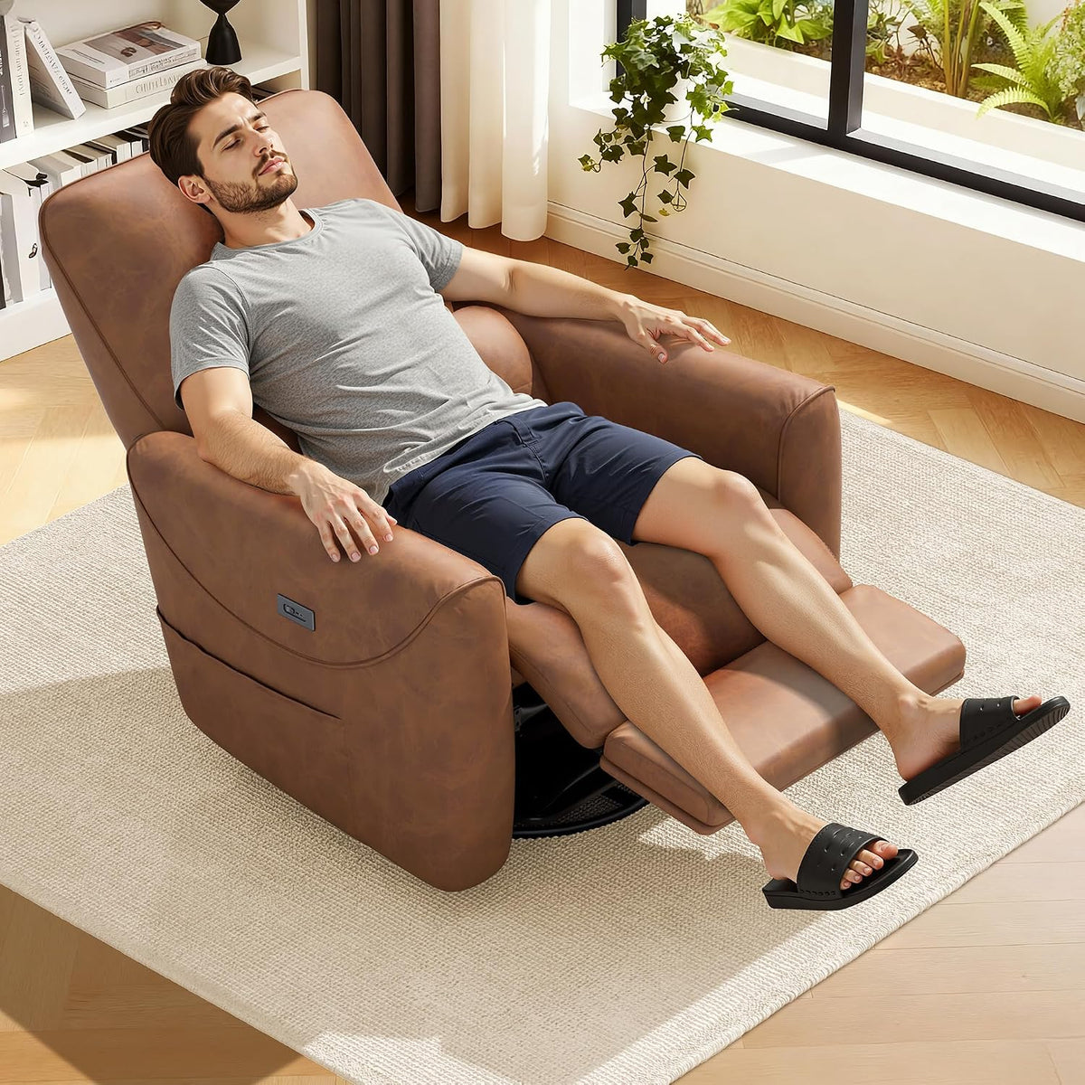Power Recliner Chair, 270° Swivel Glider, Living Room Recliner with USB-C Port, Nursery Rocking Chair, Gray