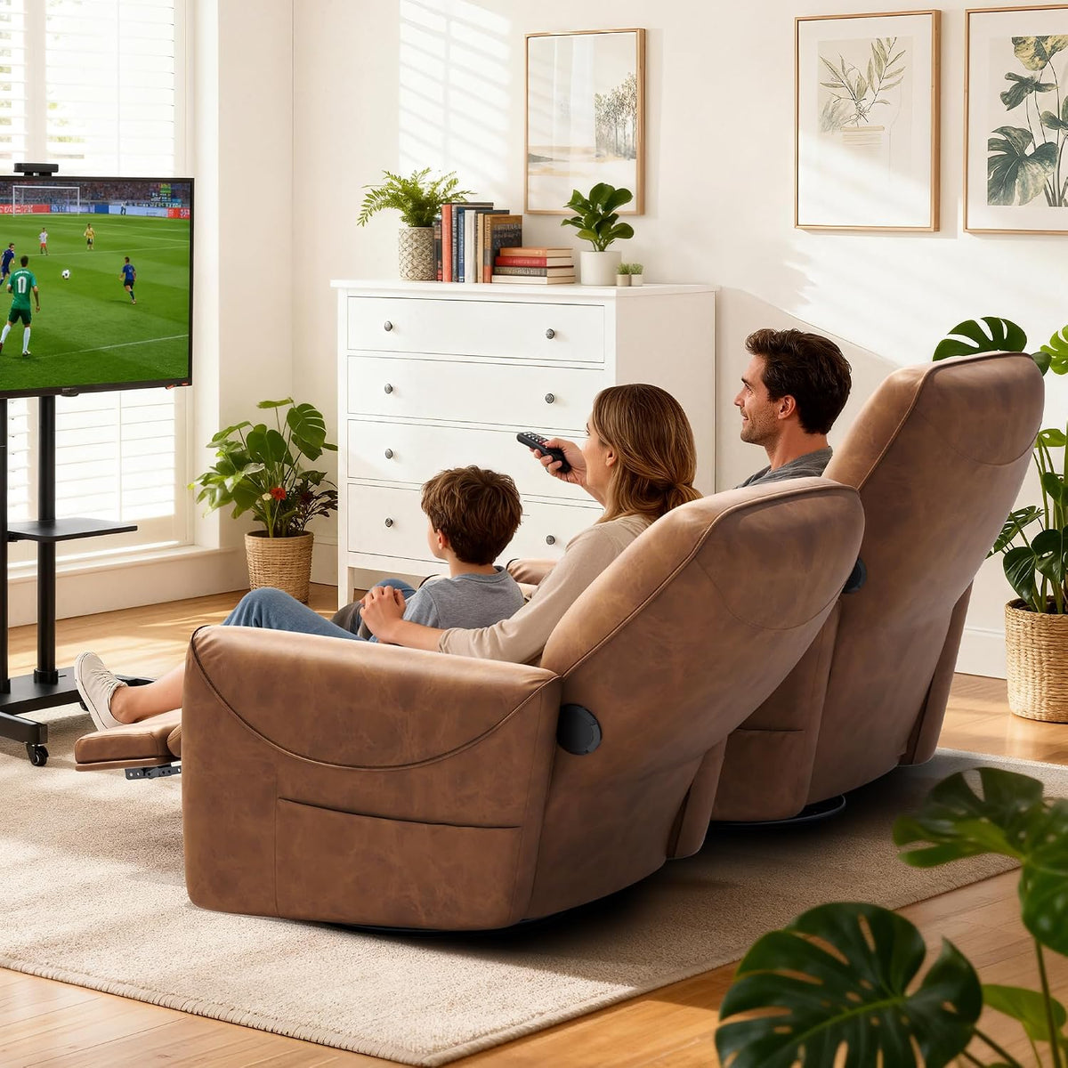 Power Recliner Chair, 270° Swivel Glider, Living Room Recliner with USB-C Port, Nursery Rocking Chair, Gray