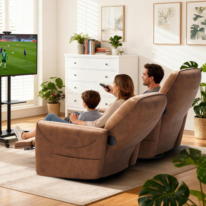 Power Recliner Chair, 270° Swivel Glider, Living Room Recliner with USB-C Port, Nursery Rocking Chair, Gray