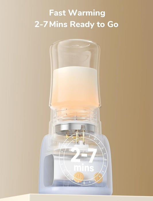 Portable Bottle Warmer On The Go, Includes 9 Brand Adapters, Fast Heating with Precise Temperature Control, Detachable & Leak-Proof Design, Baby Bottle Warmer for Travel - Blue