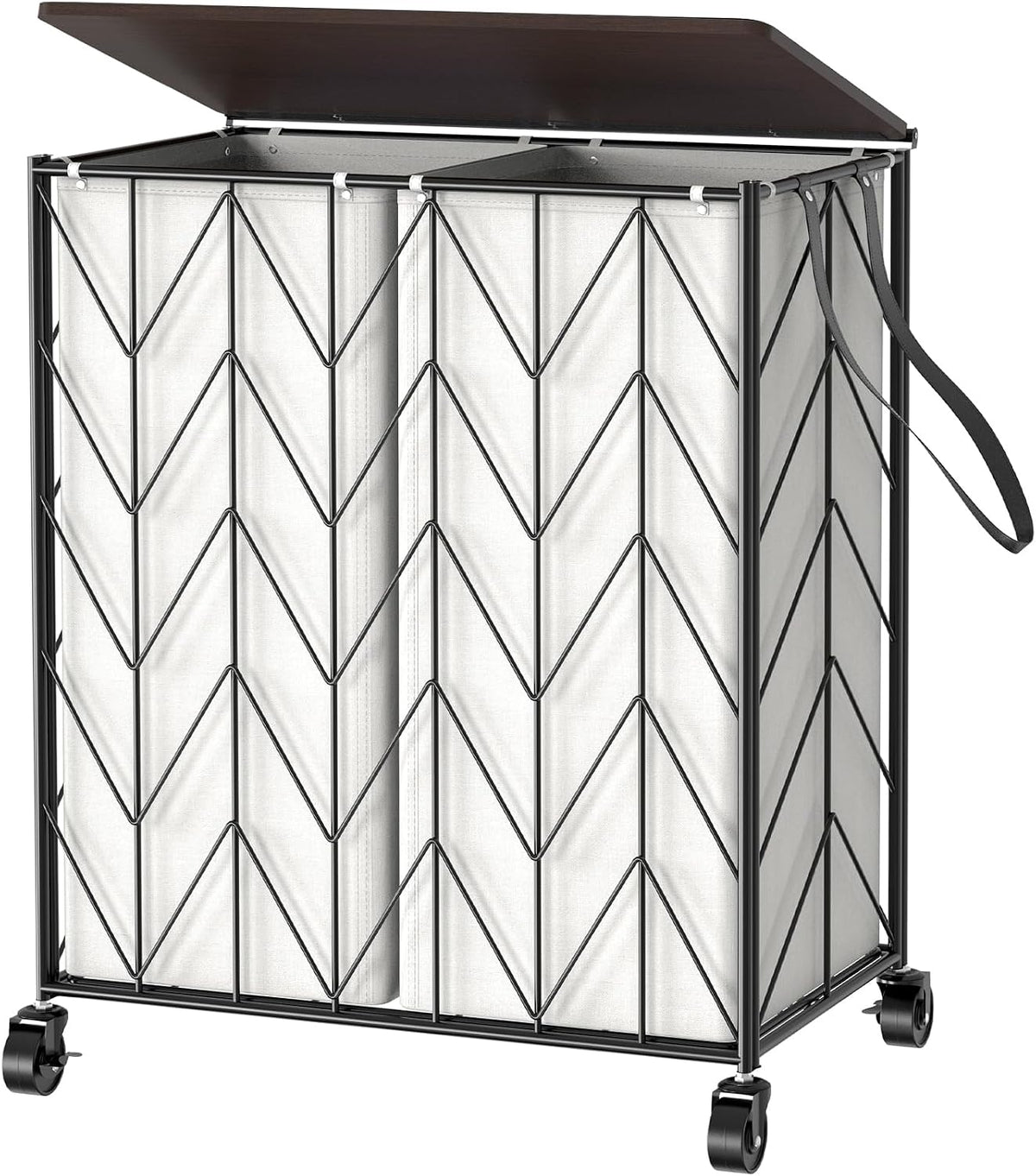Laundry Hamper 3 Section with Lid, 142L Laundry Basket with Wheels