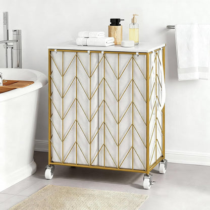 Laundry Hamper 3 Section with Lid, 142L Laundry Basket with Wheels