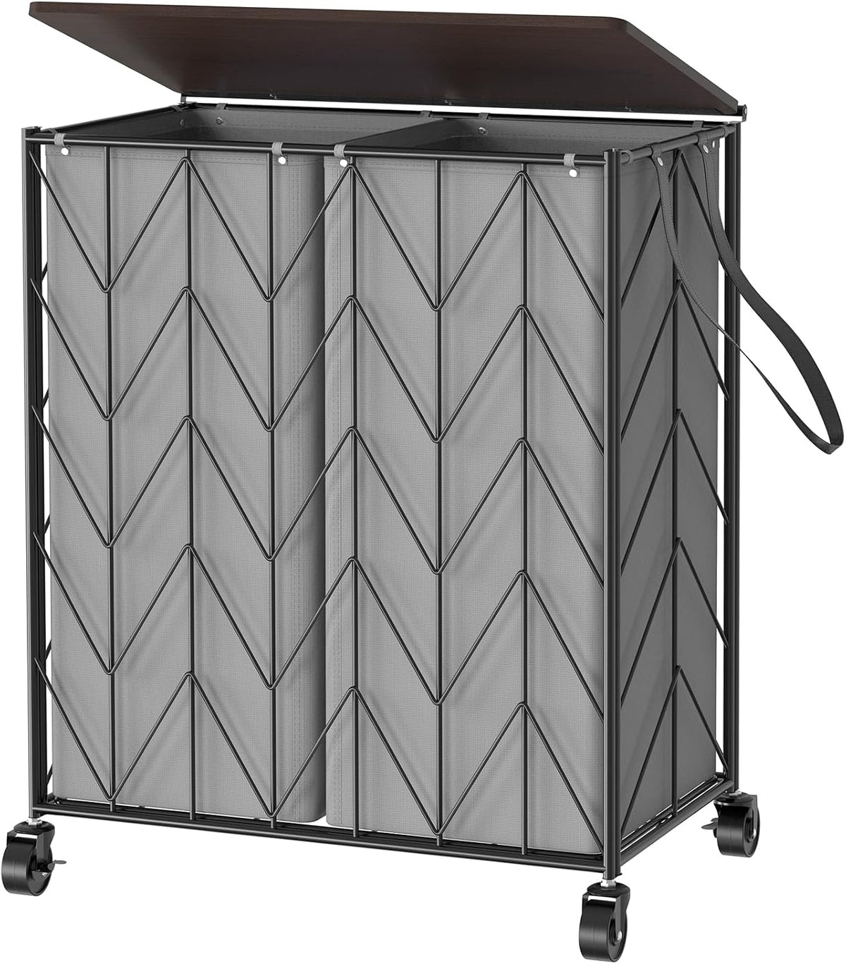 Laundry Hamper 3 Section with Lid, 142L Laundry Basket with Wheels