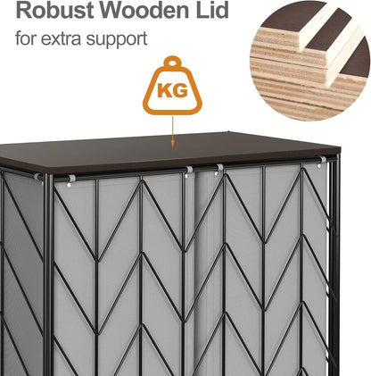 Laundry Hamper 3 Section with Lid, 142L Laundry Basket with Wheels
