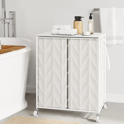Laundry Hamper 3 Section with Lid, 142L Laundry Basket with Wheels