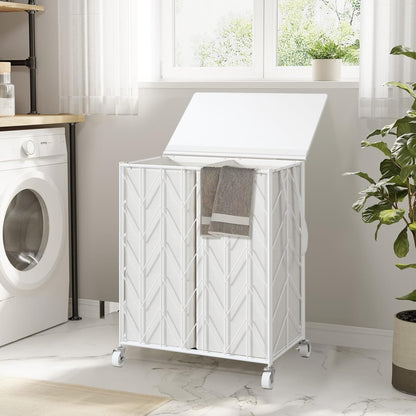 Laundry Hamper 3 Section with Lid, 142L Laundry Basket with Wheels