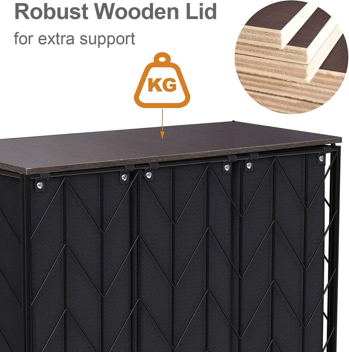 Laundry Hamper 3 Section with Lid, 142L Laundry Basket with Wheels