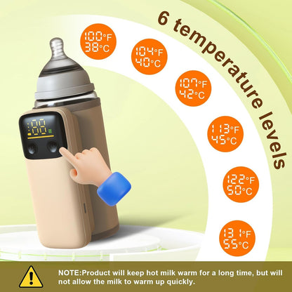 Portable Bottle Warmer for Travel, Fast Heating - Travel Bottle Warmer with Battery-Powered Temperature Display Bottle Warmer On The Go