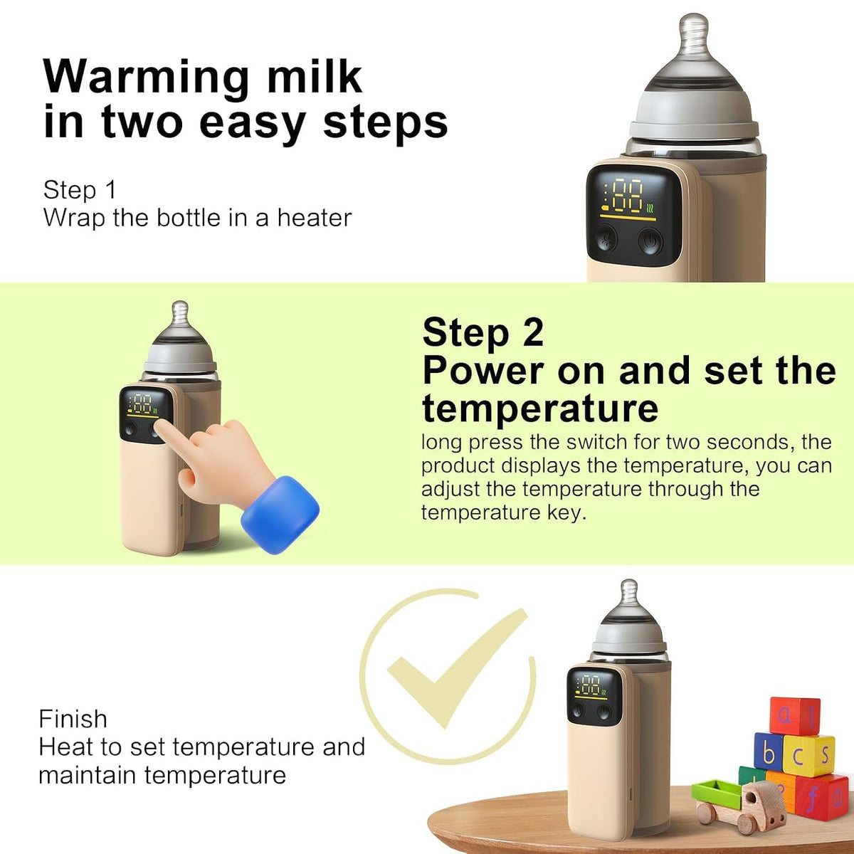 Portable Bottle Warmer for Travel, Fast Heating - Travel Bottle Warmer with Battery-Powered Temperature Display Bottle Warmer On The Go