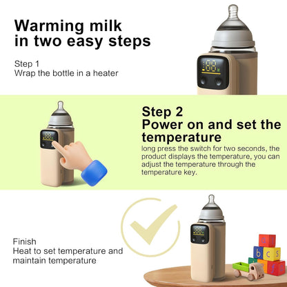 Portable Bottle Warmer for Travel, Fast Heating - Travel Bottle Warmer with Battery-Powered Temperature Display Bottle Warmer On The Go