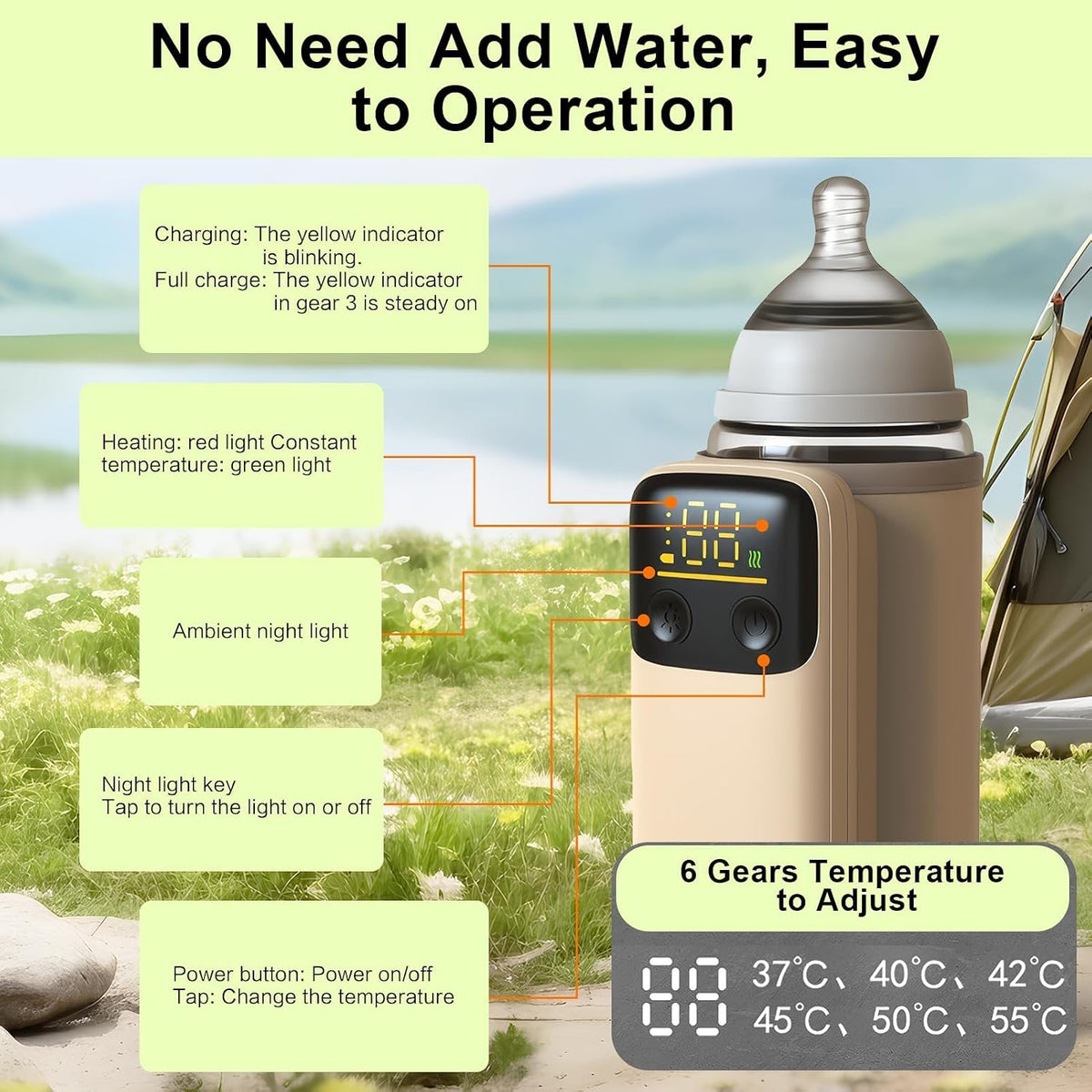 Portable Bottle Warmer for Travel, Fast Heating - Travel Bottle Warmer with Battery-Powered Temperature Display Bottle Warmer On The Go