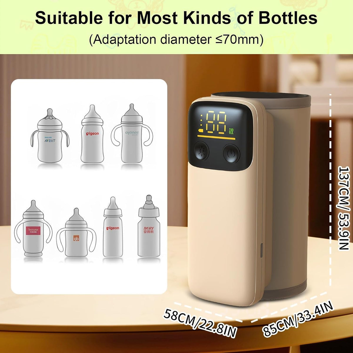 Portable Bottle Warmer for Travel, Fast Heating - Travel Bottle Warmer with Battery-Powered Temperature Display Bottle Warmer On The Go