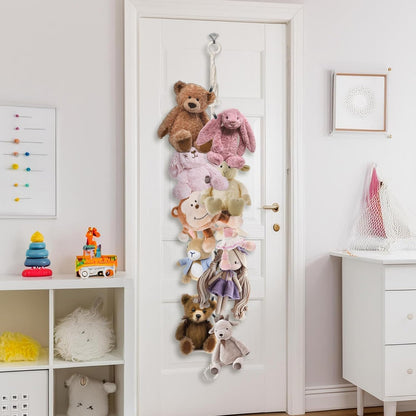 80" Beige Hanging Stuffed Animal Storage Chain with 20 Metal Clips