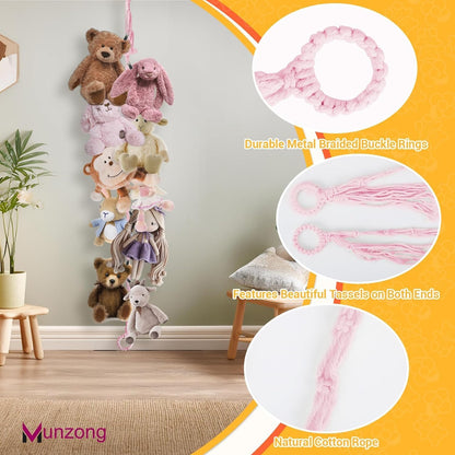 80" Beige Hanging Stuffed Animal Storage Chain with 20 Metal Clips
