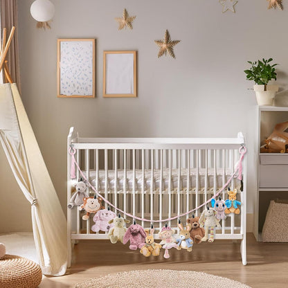 80" Beige Hanging Stuffed Animal Storage Chain with 20 Metal Clips