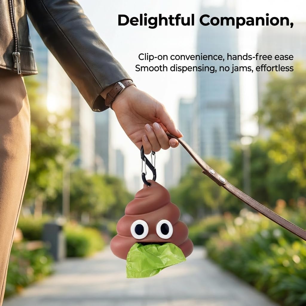 Dog Poop Bag Dispenser for Dog Leash, Poop Shape Sturdy Holder