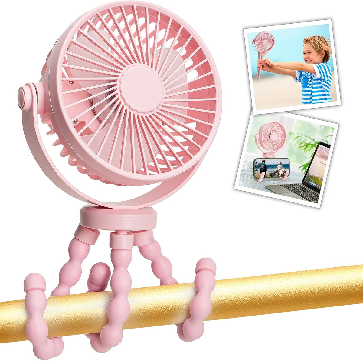 Mini Handheld Personal Portable Fan, Baby Stroller Fan Pink