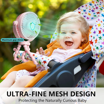 Mini Handheld Personal Portable Fan, Baby Stroller Fan Pink