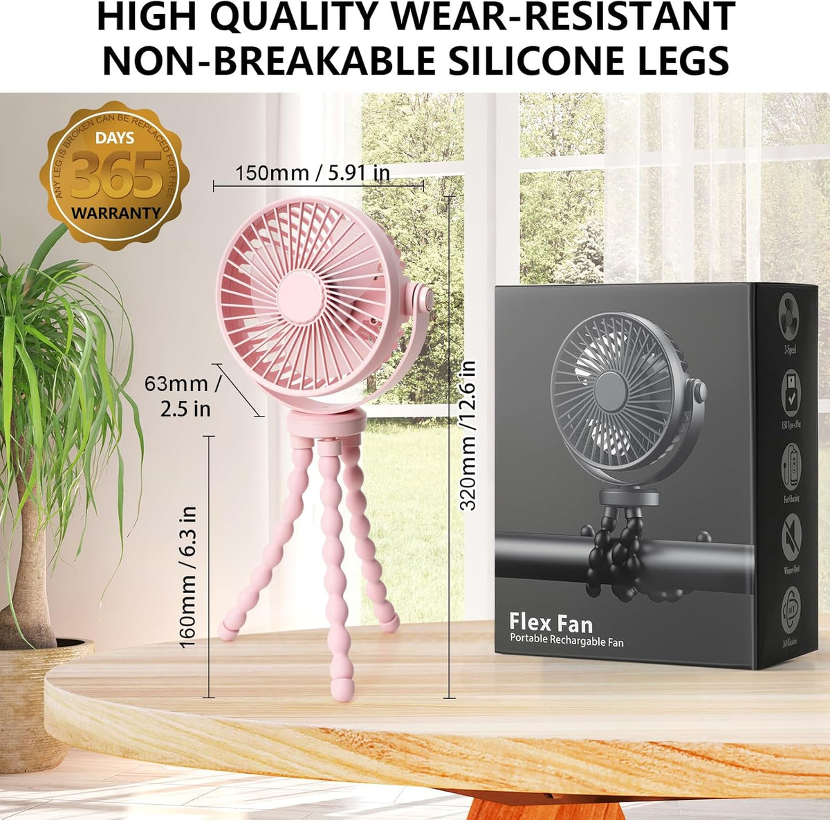 Mini Handheld Personal Portable Fan, Baby Stroller Fan Pink