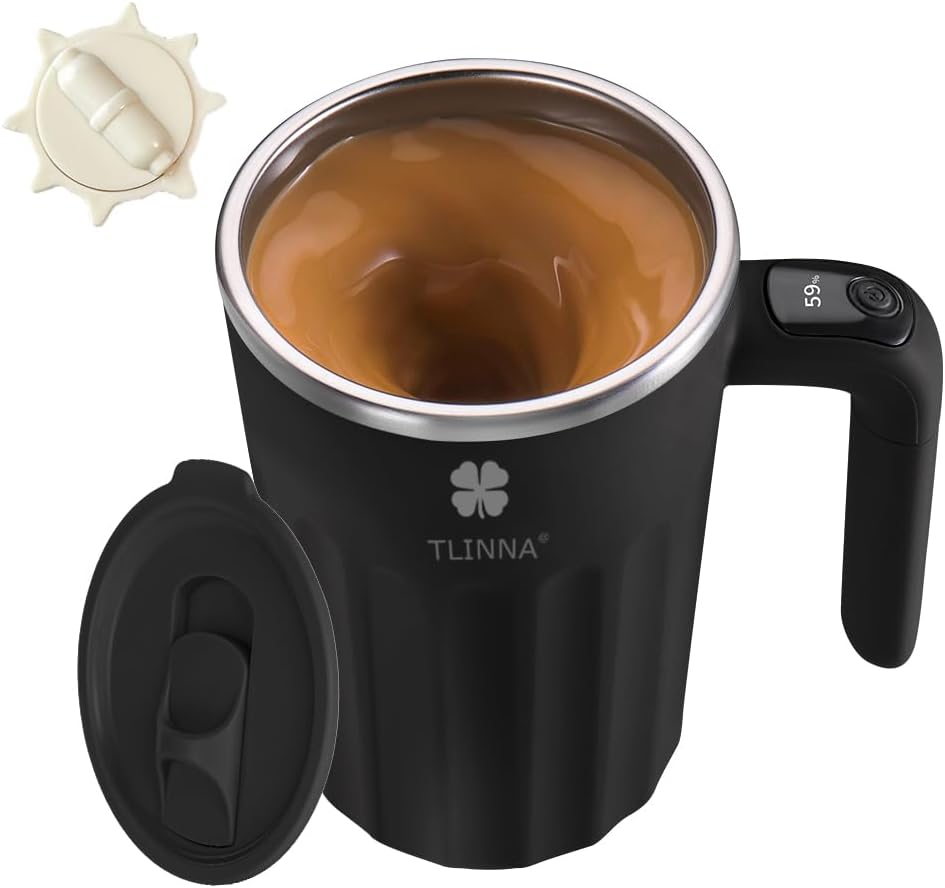 Self Stirring Mug,Self Stirring Coffee Mug,Suitable for Coffee, Milk, Cocoa and Other Beverages,Insulated bottle (Cream-temperature, 12 Ounces)