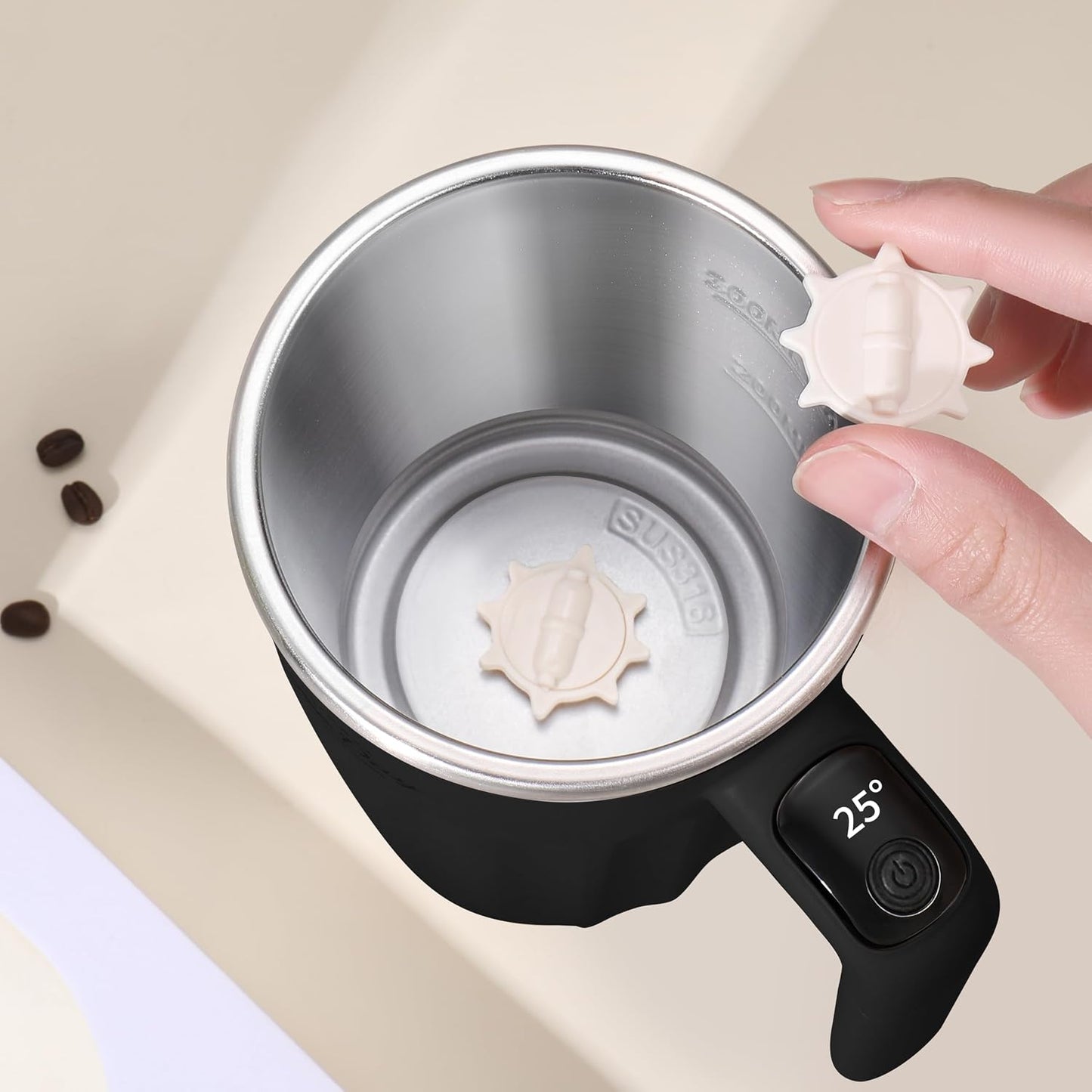 Self Stirring Mug,Self Stirring Coffee Mug,Suitable for Coffee, Milk, Cocoa and Other Beverages,Insulated bottle (Cream-temperature, 12 Ounces)