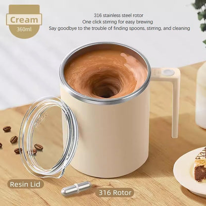 Self Stirring Mug,Self Stirring Coffee Mug,Suitable for Coffee, Milk, Cocoa and Other Beverages,Insulated bottle (Cream-temperature, 12 Ounces)