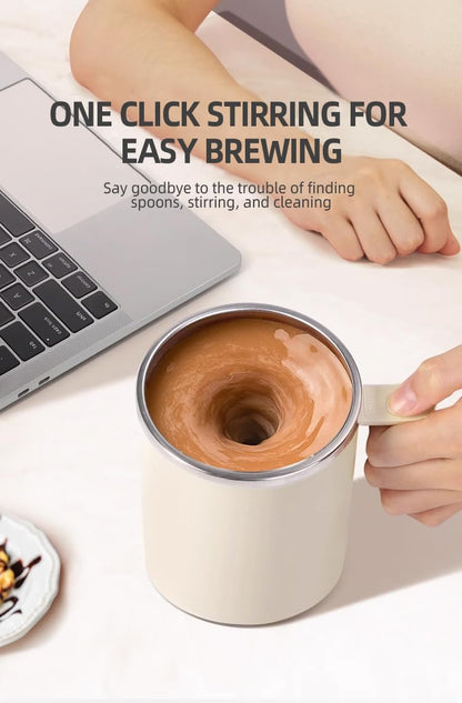 Self Stirring Mug,Self Stirring Coffee Mug,Suitable for Coffee, Milk, Cocoa and Other Beverages,Insulated bottle (Cream-temperature, 12 Ounces)
