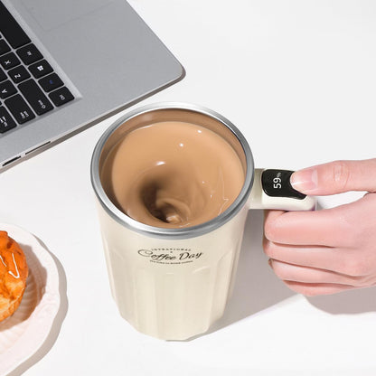 Self Stirring Mug,Self Stirring Coffee Mug,Suitable for Coffee, Milk, Cocoa and Other Beverages,Insulated bottle (Cream-temperature, 12 Ounces)