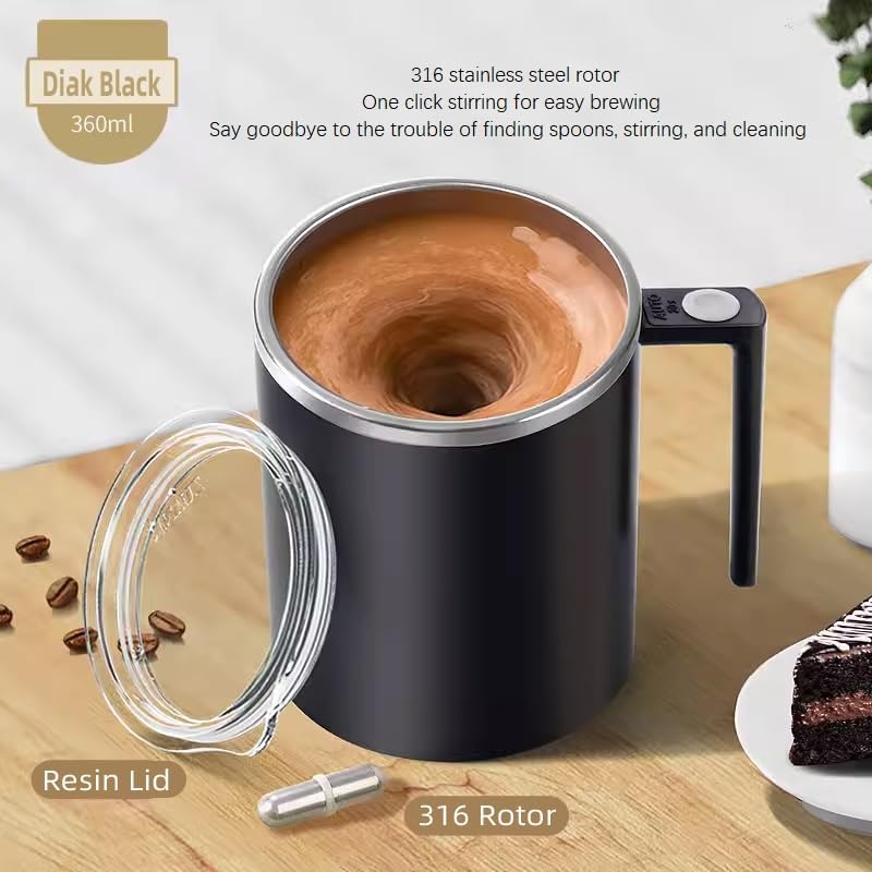 Self Stirring Mug,Self Stirring Coffee Mug,Suitable for Coffee, Milk, Cocoa and Other Beverages,Insulated bottle (Cream-temperature, 12 Ounces)