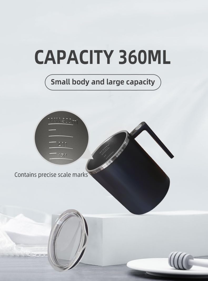 Self Stirring Mug,Self Stirring Coffee Mug,Suitable for Coffee, Milk, Cocoa and Other Beverages,Insulated bottle (Cream-temperature, 12 Ounces)