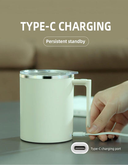 Self Stirring Mug,Self Stirring Coffee Mug,Suitable for Coffee, Milk, Cocoa and Other Beverages,Insulated bottle (Cream-temperature, 12 Ounces)