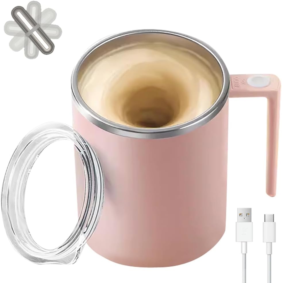 Self Stirring Mug,Self Stirring Coffee Mug,Suitable for Coffee, Milk, Cocoa and Other Beverages,Insulated bottle (Cream-temperature, 12 Ounces)