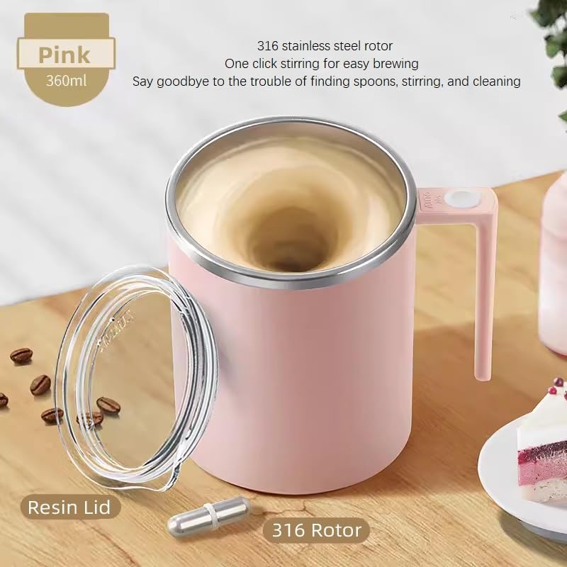 Self Stirring Mug,Self Stirring Coffee Mug,Suitable for Coffee, Milk, Cocoa and Other Beverages,Insulated bottle (Cream-temperature, 12 Ounces)