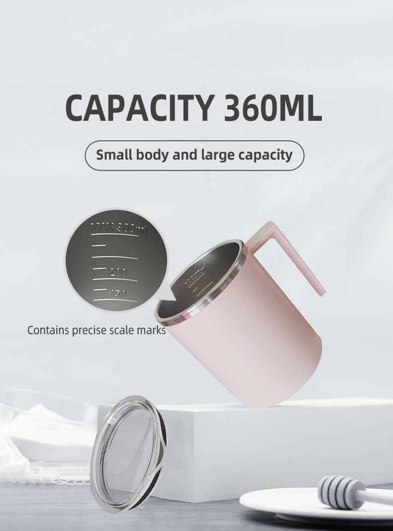 Self Stirring Mug,Self Stirring Coffee Mug,Suitable for Coffee, Milk, Cocoa and Other Beverages,Insulated bottle (Cream-temperature, 12 Ounces)