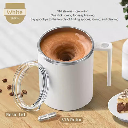 Self Stirring Mug,Self Stirring Coffee Mug,Suitable for Coffee, Milk, Cocoa and Other Beverages,Insulated bottle (Cream-temperature, 12 Ounces)
