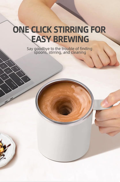 Self Stirring Mug,Self Stirring Coffee Mug,Suitable for Coffee, Milk, Cocoa and Other Beverages,Insulated bottle (Cream-temperature, 12 Ounces)