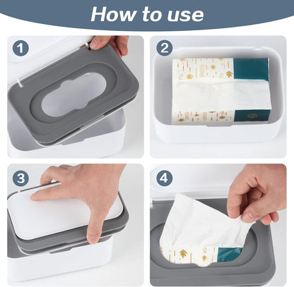 2Pcs Baby Wipes Dispenser,Wipe Holder Wipes Box for Baby & Adult(Gray/Blue)
