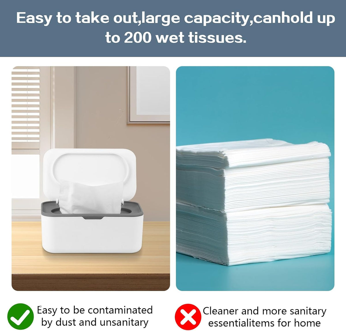 2Pcs Baby Wipes Dispenser,Wipe Holder Wipes Box for Baby & Adult(Gray/Blue)