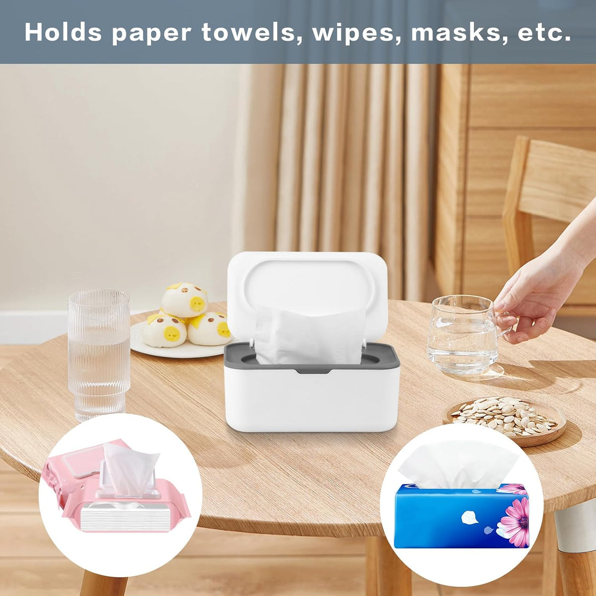 2Pcs Baby Wipes Dispenser,Wipe Holder Wipes Box for Baby & Adult(Gray/Blue)