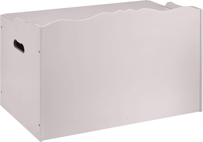 Kids Wooden Toy Storage Chest with Safety Lid, Spacious Organizer for Bedroom, White, 30" x 18" x 19"
