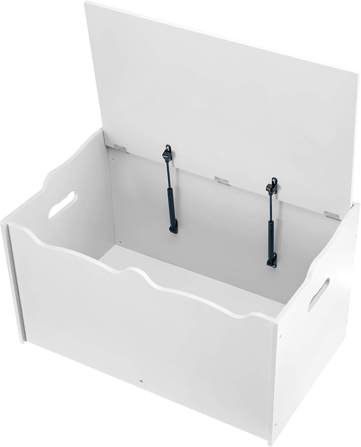 Kids Wooden Toy Storage Chest with Safety Lid, Spacious Organizer for Bedroom, White, 30" x 18" x 19"