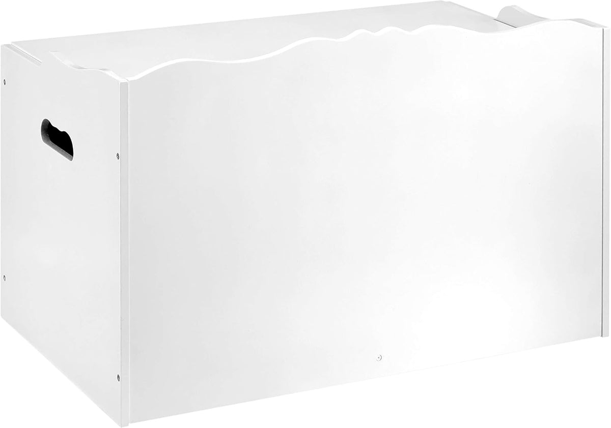 Kids Wooden Toy Storage Chest with Safety Lid, Spacious Organizer for Bedroom, White, 30" x 18" x 19"