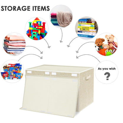 Collapsible Toy Storage Bin with Lid, 82L Large Capacity - Gray Neutral Space-Saving Organizer for Playroom, Bedroom & Nursery, Foldable Design