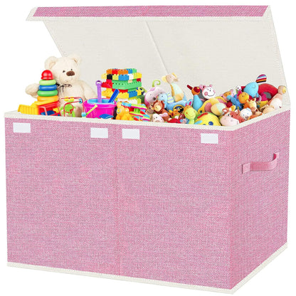 Collapsible Toy Storage Bin with Lid, 82L Large Capacity - Gray Neutral Space-Saving Organizer for Playroom, Bedroom & Nursery, Foldable Design